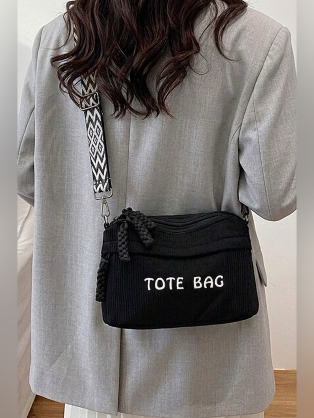 Zenana CORDUROY CROSSBODY MINI TOTE BAG